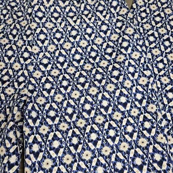 Anthropologie The Essential Collection Pant Blue Geometric Pattern Ankle Size 0 - Picture 2 of 8